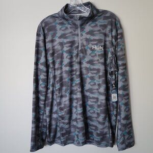Huk Fishing Shirt Mens Sz M Blue Long Sleeve Performance Outdoors NWT